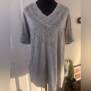 Gray Lace Trim Women's Top